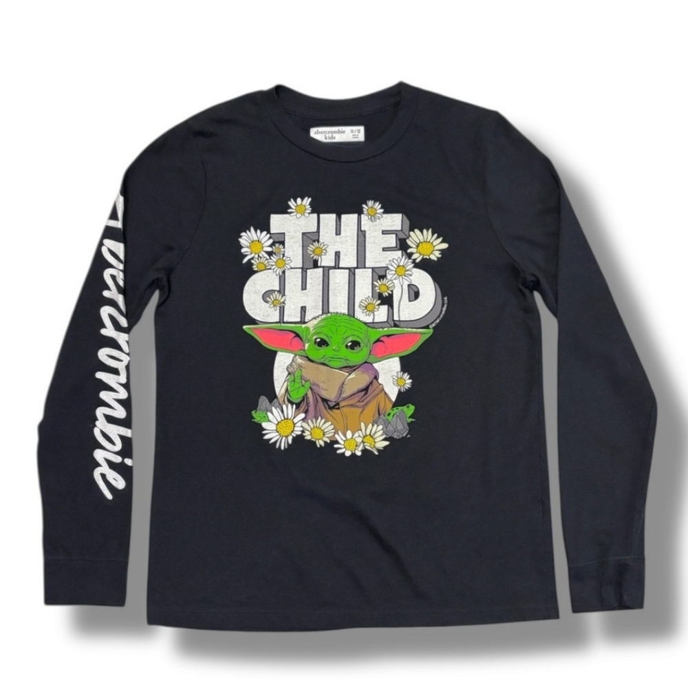 ABERCROMBIE KIDS Black Crew Neck Long Sleeve Graphic Shirt “The Child”